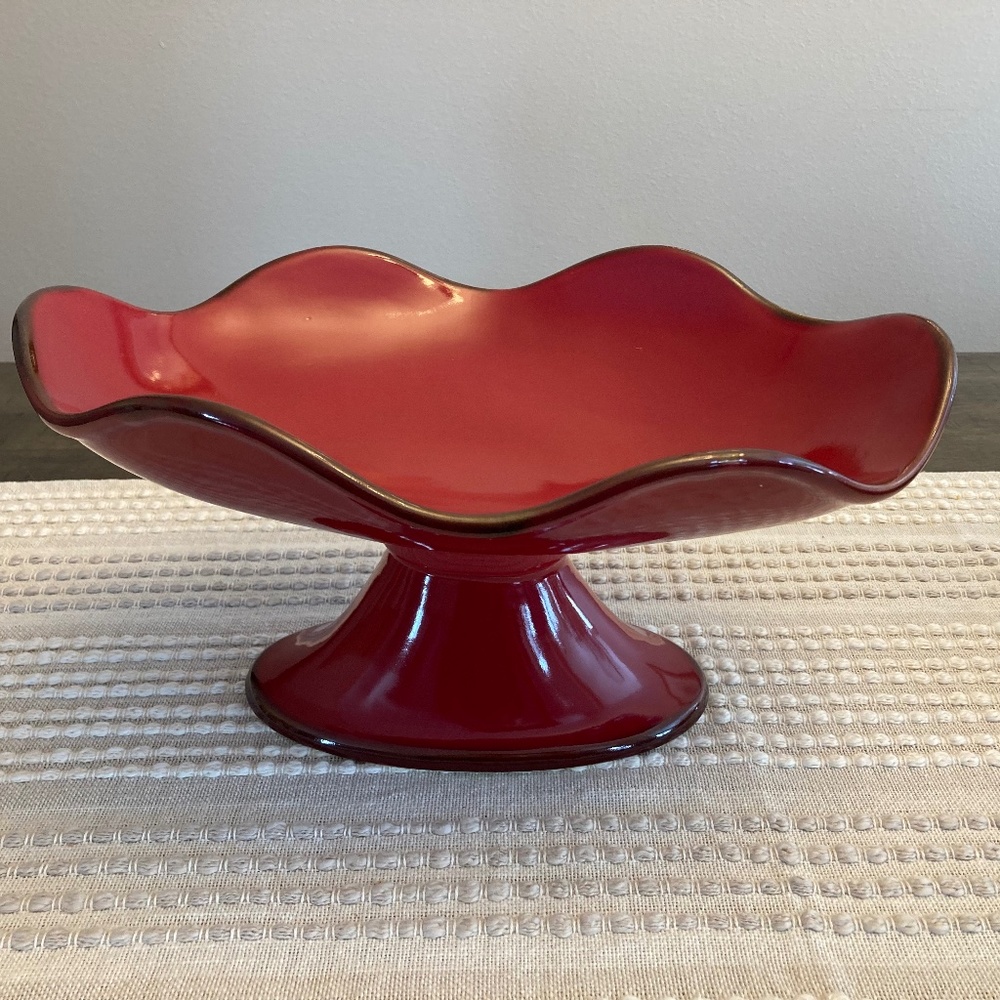 Southern Living at Home Cinnabar Footed Platter-2 Available